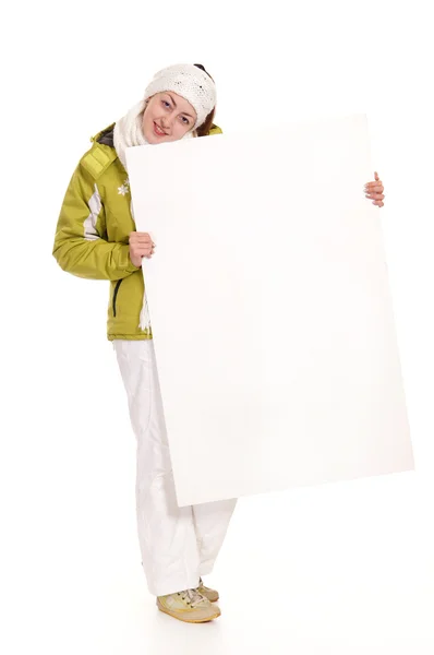 Adult girl with board — Stock Photo, Image