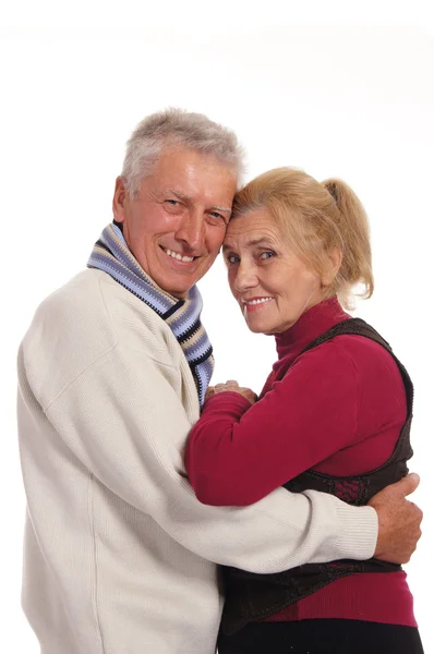 Casal envelhecido em um branco — Fotografia de Stock