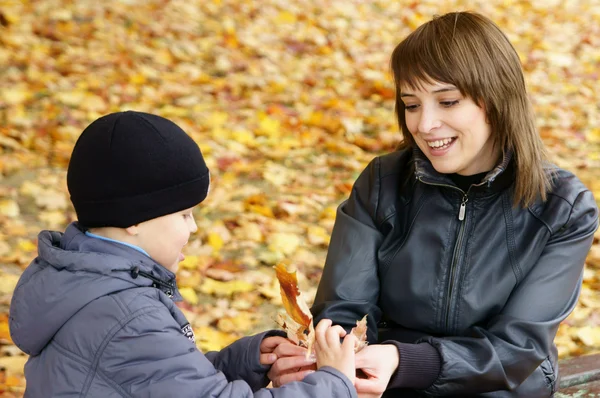 Mom with son at park — Stock Photo, Image