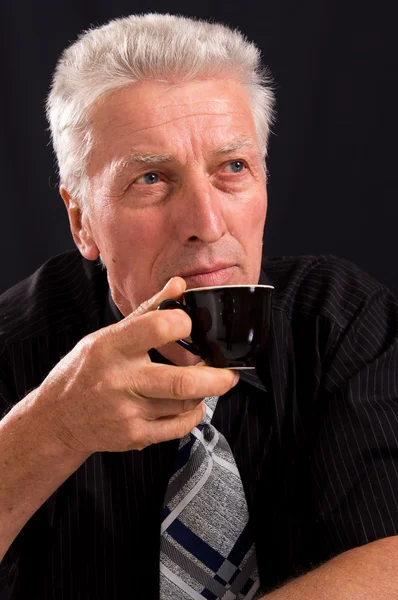 Old man with cup — Stock Photo, Image