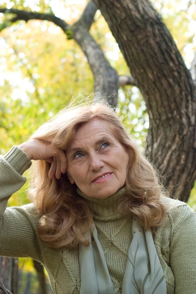 stock image Old woman at tree