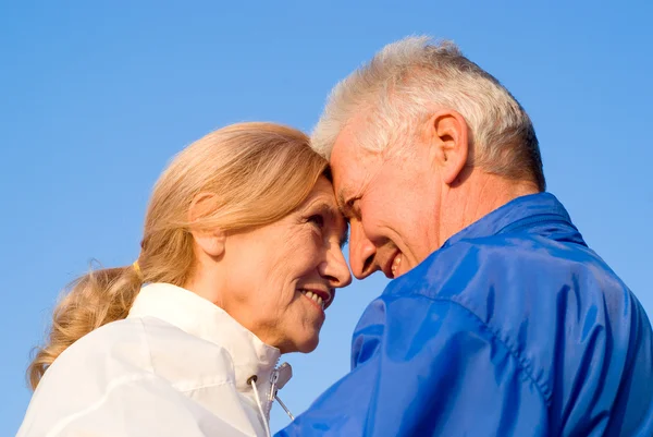 Cute aged couple at nature — Stock Photo, Image