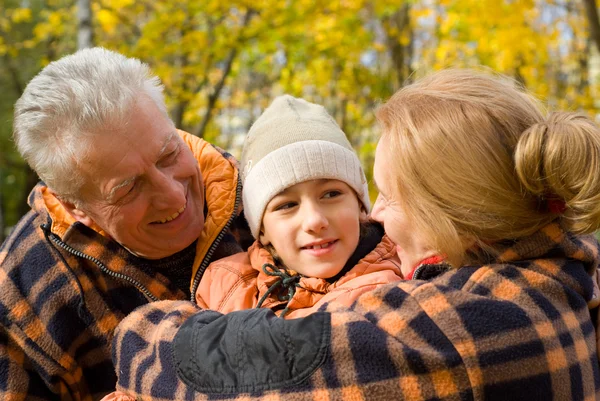 Grandparents with child at nature — Stock Photo, Image