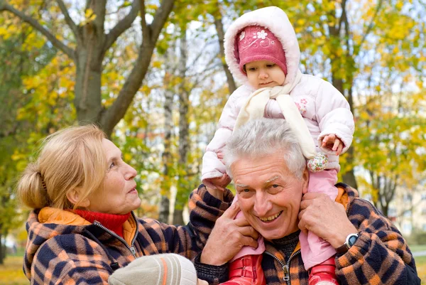 自然で子供と祖父母 — ストック写真