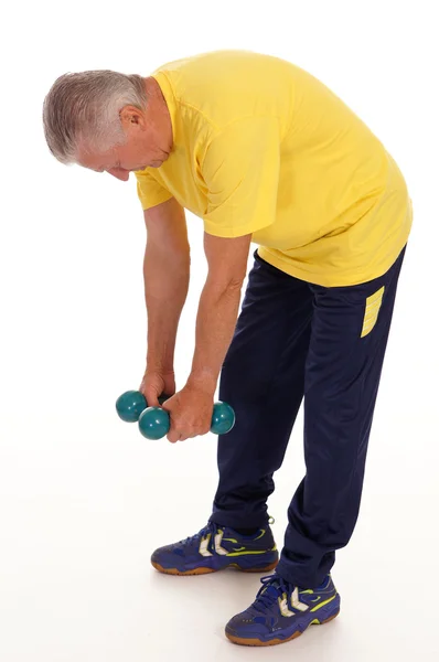 Man with dumb bells — Stock Photo, Image