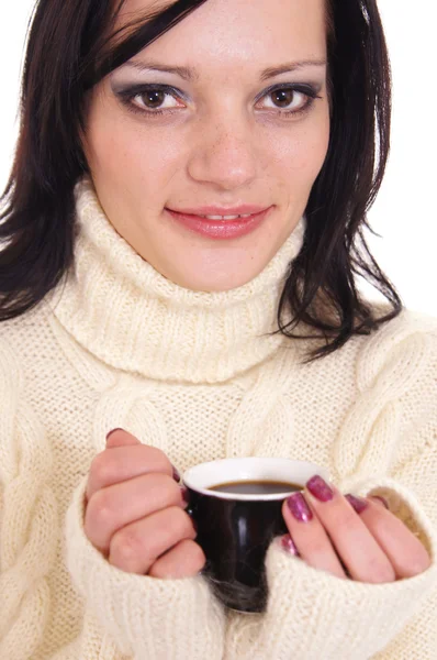 Mädchen mit Kaffee — Stockfoto