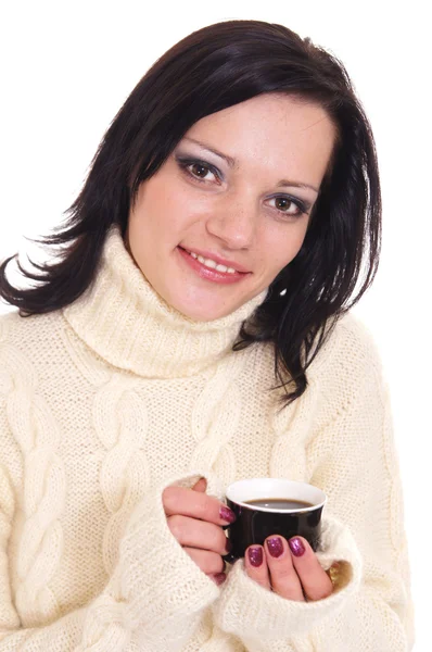 Meisje met koffie — Stockfoto