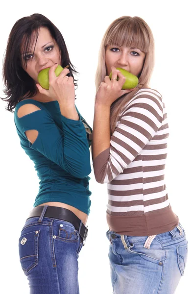 Girls and pear — Stock Photo, Image