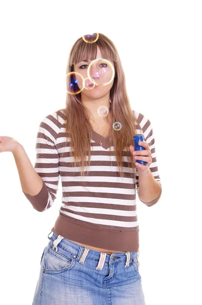 Girl with bubbles — Stock Photo, Image