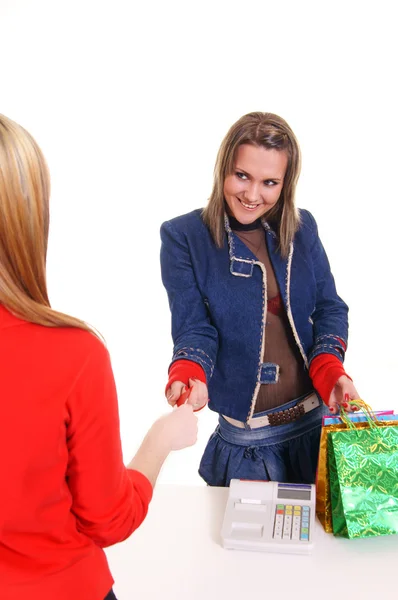 Mujer comprando con tarjeta — Foto de Stock