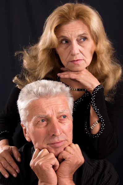 Idős házaspár, fekete — Stock Fotó