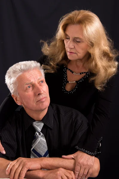 Idős házaspár, fekete — Stock Fotó