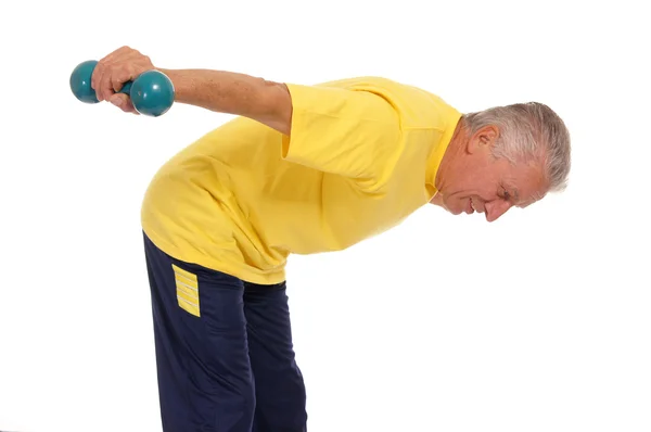 Man with dumb bells — Stock Photo, Image