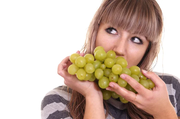 Ragazza mangiare uva — Foto Stock