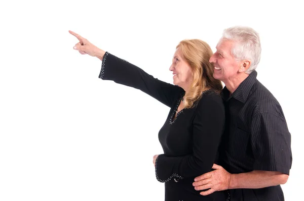 Söta gamla par på vit — Stockfoto