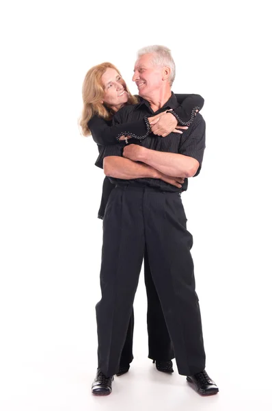 Bejaarde echtpaar op wit — Stockfoto