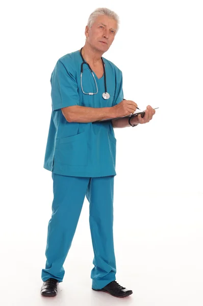 Médico de edad en blanco —  Fotos de Stock