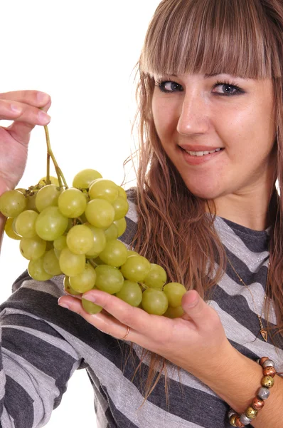 Girl and grapes — Stock Photo, Image
