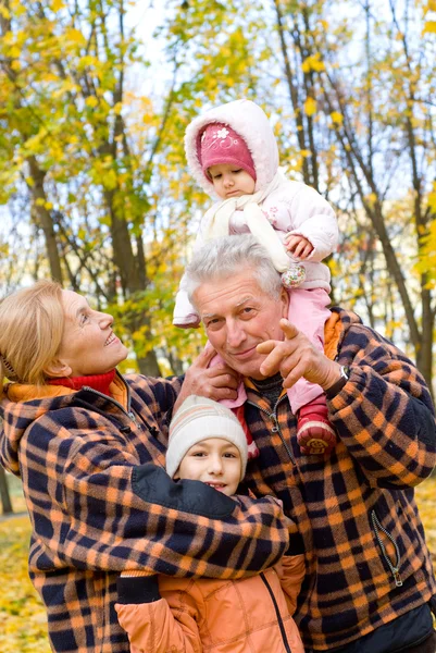 Grandparents with children at nature — Stock Photo, Image