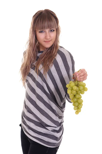 Lány, szőlő — Stock Fotó