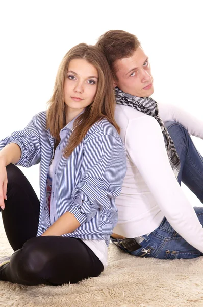 Young couple at carpet — Stock Photo, Image