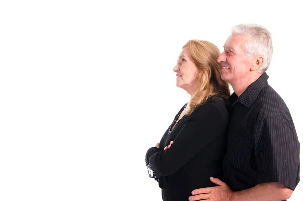 Söta gamla par på vit — Stockfoto