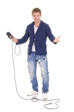 Man with microphone clipart