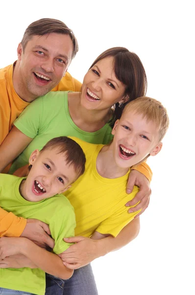 Família feliz de um quatro — Fotografia de Stock
