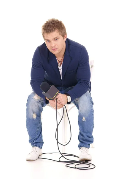 Guy and microphone — Stock Photo, Image
