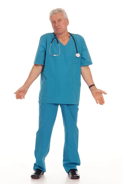 Médico de edad en blanco — Foto de Stock