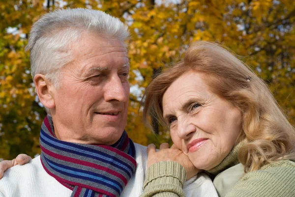 Old couple at the park — Stock Photo, Image