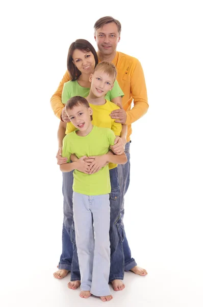 Beyaz üzerine güzel bir aile — Stok fotoğraf