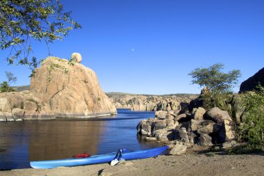 Watson Lake, Kayak and Moon clipart