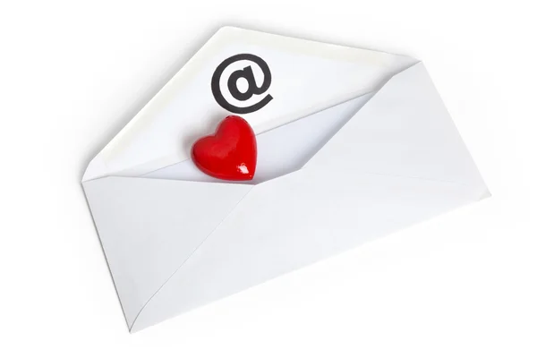 Piros szív alakú és e-mail — Stock Fotó