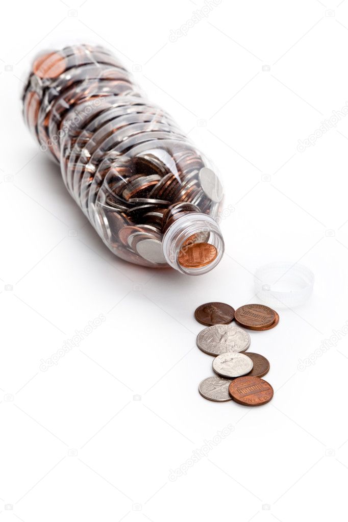 Plastic Bottle and Coins