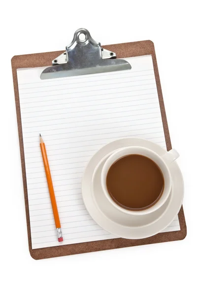 コーヒー カップとクリップボード — ストック写真