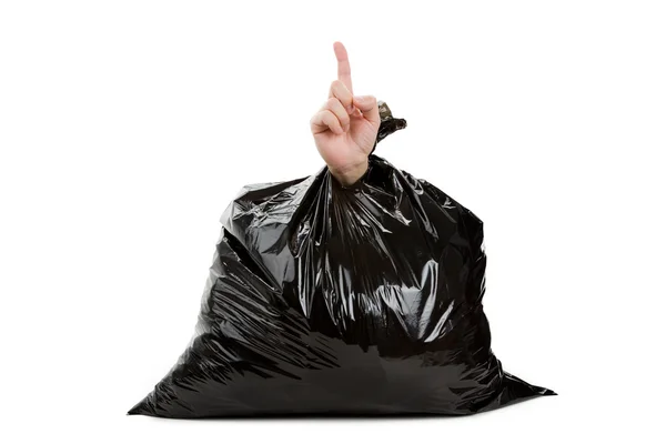 Müllsack und Hand — Stockfoto