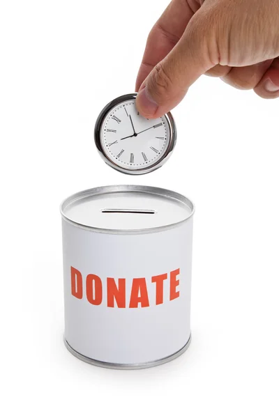 기부금 상자 및 시계 — 스톡 사진
