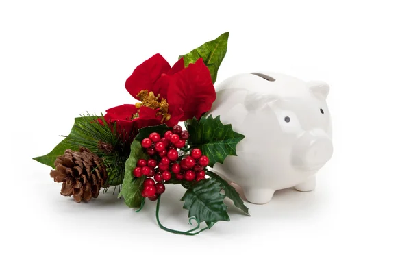 圣诞装饰和猪存钱罐 — 图库照片