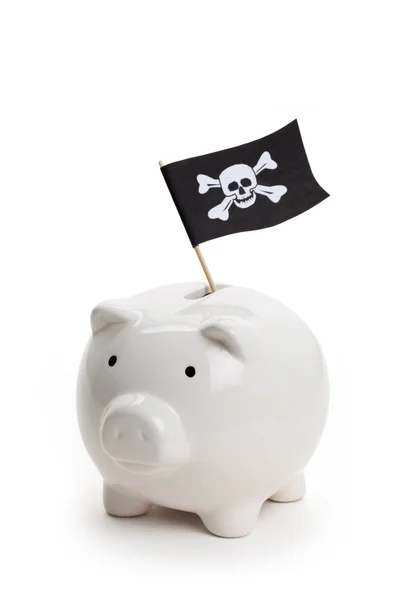 Pirate Flag and Piggy Bank — Stock Photo, Image