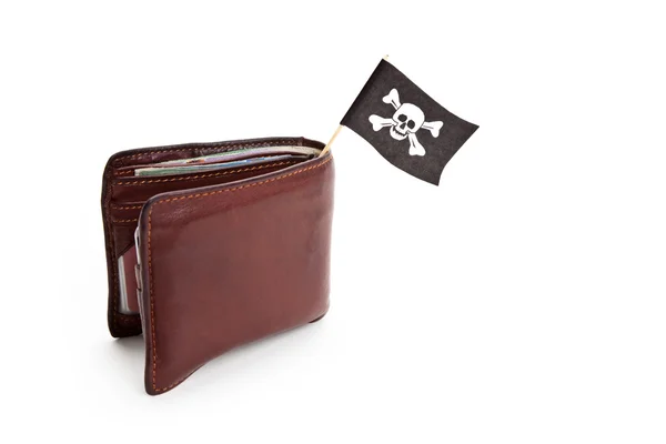 Bandera y billetera pirata —  Fotos de Stock