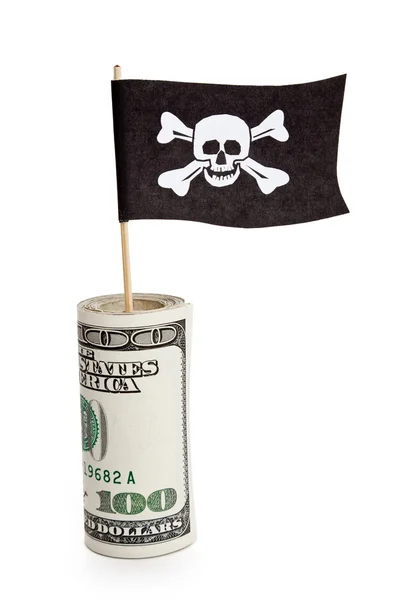 海盗船旗国和美元 图库照片