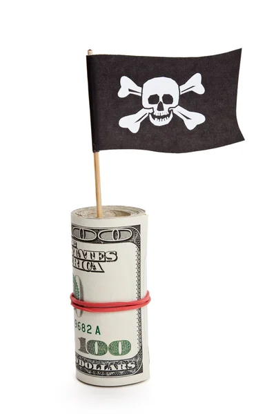 Пірат прапор і долар — стокове фото