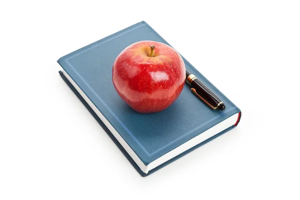 Pomme rouge et livre — Photo