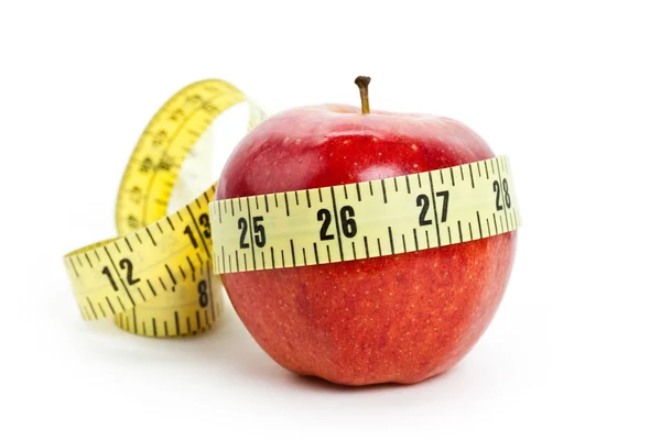 Red apple and Tape Measure — Stock Photo, Image