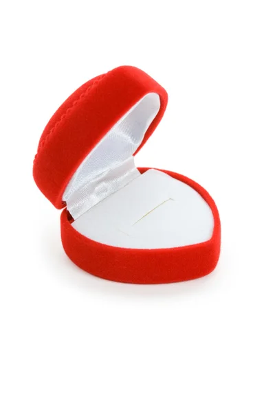 Scatola gioiello a forma di cuore rosso — Foto Stock