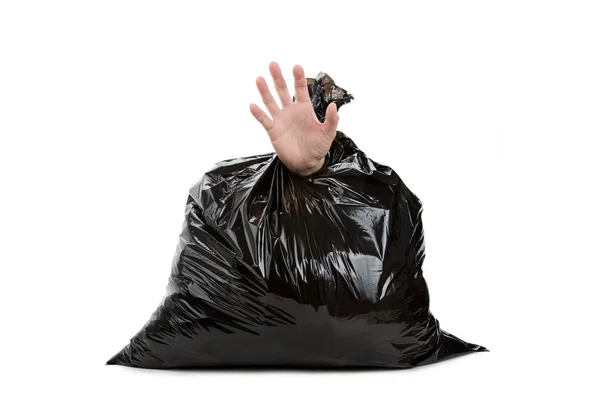 Müllsack und Hand — Stockfoto
