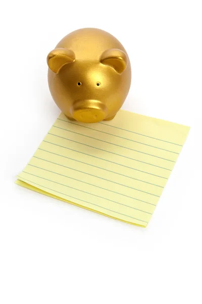 Piggy Bank and notepaper — Stock Photo, Image