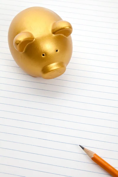 Piggy Bank and notepaper — Stock Photo, Image