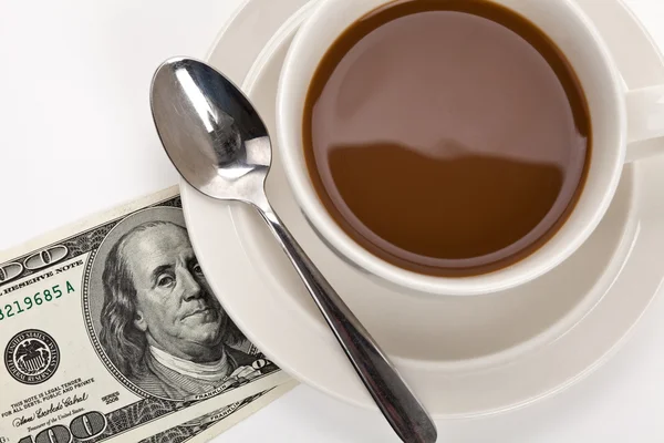 Coffee and dollar — Stock Photo, Image